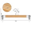 SONGMICS 12 Pack Wooden Pants Hangers Skirt Hangers with Clips 360¡ã Swivel Hook for Pants Skirts Natural - 2 of 4