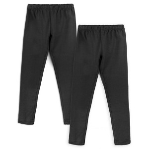 Mightly Girls 2pk Fair Trade Organic Cotton Reinforced Knee Leggings (Black - X-Small) - 1 of 3