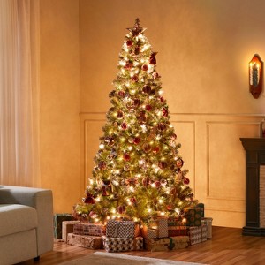 Yaheetech 4.5Ft/6Ft/7.5Ft Pre-lit Frosted Artificial Christmas Tree with Pinecones - 1 of 4