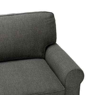 Gray Fabric Rolled Arm Sofa with Removable Cushions