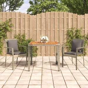 vidaXL 3 Piece Patio Dining Set with Cushions Gray Poly Rattan - 1 of 4