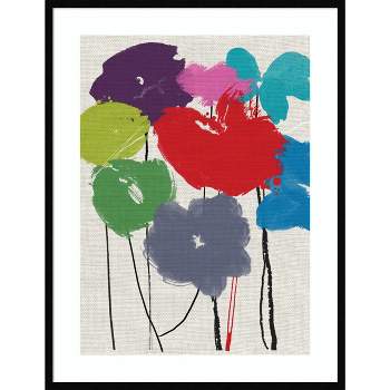 32" x 41" Printed Flowers by Jenny Frean Wood Framed Wall Art Print - Amanti Art