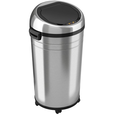 13 Gal. Oval Stainless Steel Automatic Sensor Kitchen Trash Can with Power  Adapter