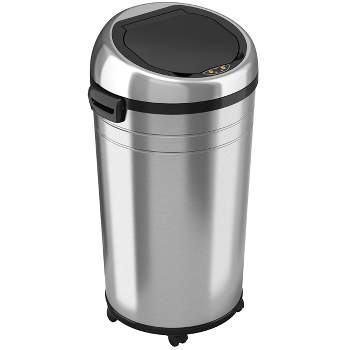 iTouchless Rolling Sensor Kitchen Trash Can with Wheels and AbsorbX Odor Filter 23 Gallon Silver Stainless Steel
