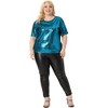 Agnes Orinda Women's Plus Size Metallic Round Neck Short Sleeve Summer Carnival Party Blouses - 3 of 4