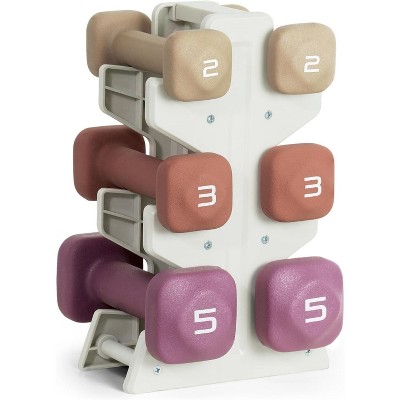 Neoprene Dumbbell Set with Storage Rack, Non-Slip Anti-Roll Hand Weights for Home Gym