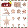 Aoibox 102pcs Rose Gold Christmas Ornaments Set Shatterproof Plastic Balls 3cm 4cm 6cm Tree Topper Reindeer for Tree Decor - 2 of 4