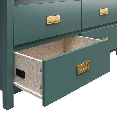 Hunter Green Double Dresser with Gold Drawer Pulls