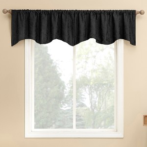 1pc 50"x18" Sun Zero Bronte Floral Jacquard 100% Blackout Rod Pocket Curtain Valance Black - 1 of 4