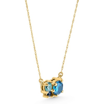 Pompeii3 3Ct Blue Sapphire Topaz Aquamarine Diamond Pendant Necklace 14k Gold Lab Created