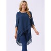 INSPIRE CHIC Women's High Low Hem Scoop Neck Asymmetrical 3/4 Sleeve Summer Top - 2 of 4