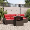vidaXL Patio Sofa Set with Cushions and Table Outdoor 5 Piece Poly Rattan - Brown without storage - 2 of 4