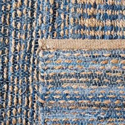 Cape Cod Blue and Natural Handwoven Jute Area Rug 4' x 6'