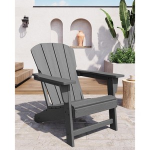 Modern Adirondack Chair - Oversize Poly Lumber Weather Resistant Firepit Chair - Outdoor Patio Chairs with Wooden Textured for Garden, Backyard, Lawn - 1 of 4