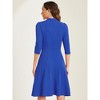INSPIRE CHIC Women's Vintage 3/4 Sleeves Stand Collar Office Work Elegant A-Line Dress - 3 of 4