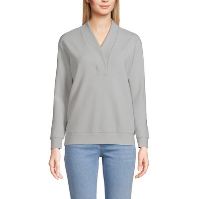 Lands' End Women's Long Sleeve Ottoman Shawl Collar Pullover