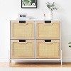 4 Flip Drawers Shoes Storage Cabinet Rattan Shoe Organizer with Metal Legs Freestanding Narrow Shoe Rack Cabinet for Entryway - 3 of 4