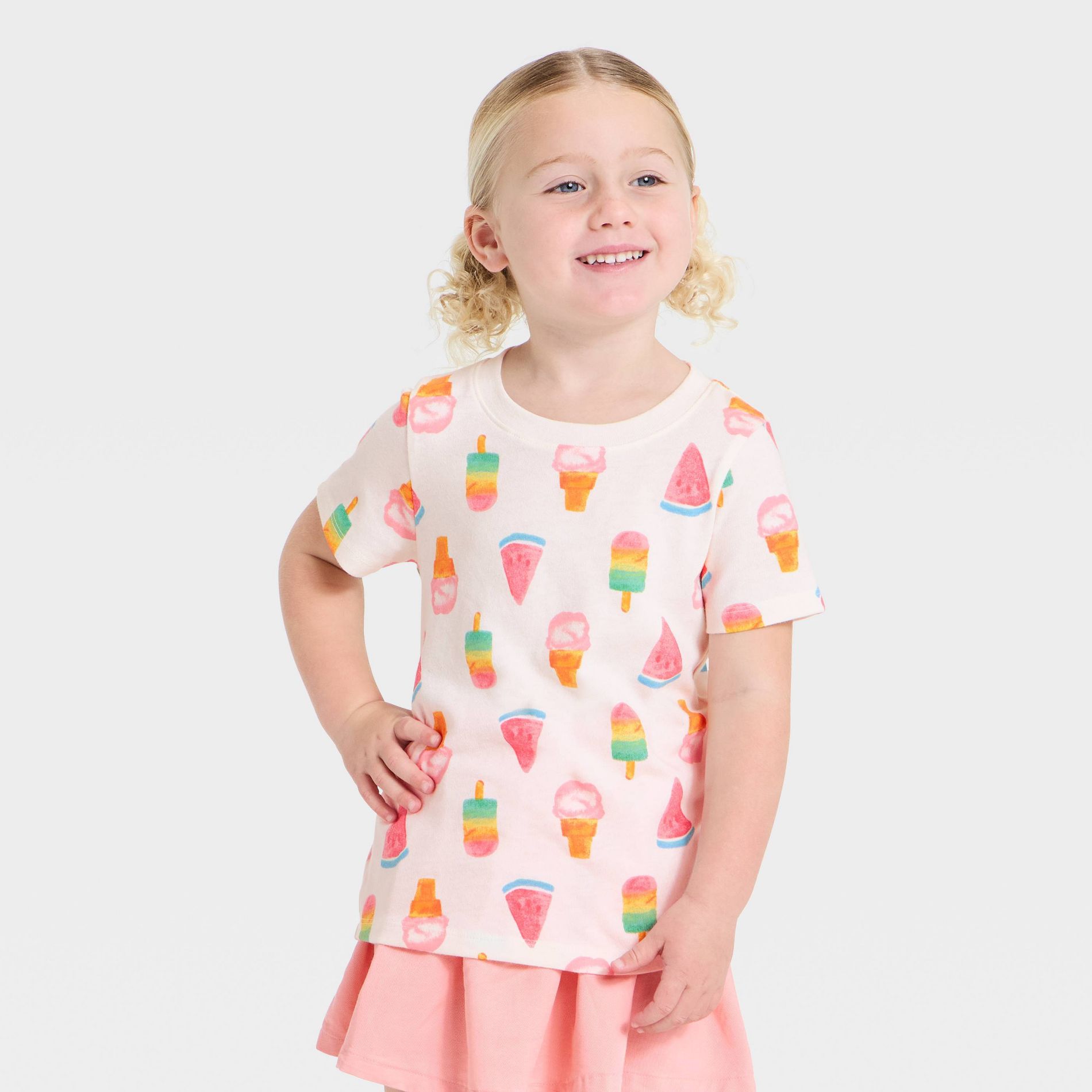 Toddler Girls' Short Sleeve Ice Cream Treats Classic T-Shirt - Cat & Jack™ Cream