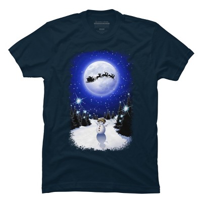 Men's Design By Humans Magical Snowman's Christmas Eve By BluedarkArt T-Shirt
