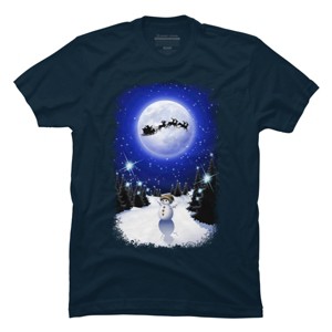 Men's Design By Humans Magical Snowman's Christmas Eve By BluedarkArt T-Shirt - 1 of 4