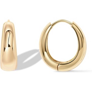 14K Gold Plated Sterling Silver Post Small Chunky Hoops Earrings | Thick Lightweight Gold Hoop Earrings for Women - 1 of 4