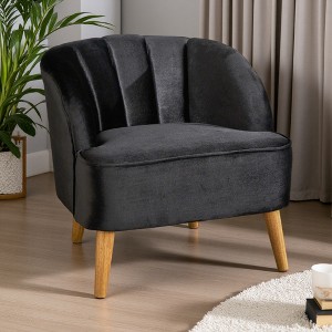 27.5" Upholstered Leather Club Chair with Walnut Birch Legs - 1 of 4