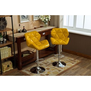 PAGED Bar Height Stools Set of 2, Adjustable Faux Leather Swivel Counter Stool, Dining Chair with Diamond Tufted Seat for Bar, Kitchen - 1 of 4