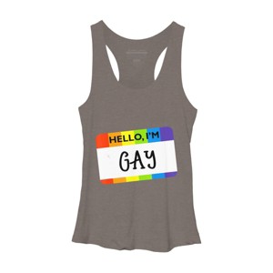 Adult Design By Humans Hello I'm Name Tag Rainbow Pride By MINHMINH Racerback Tank Top - 1 of 2