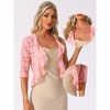 Allegra K Women's Evening Wedding Half Sleeve Ruffle Hem Elegant Lace Cardigan - 2 of 4