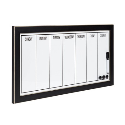 Black Framed Magnetic Dry Erase Weekly Calendar with Marker