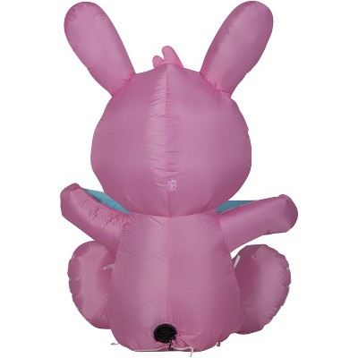 Pink Inflatable Easter Bunny with Clear LED Lights, 3.5 ft Tall