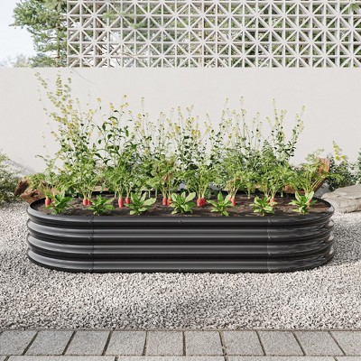 Oval Raised Garden Bed Outdoor, Thickened Galvanized Metal Large Raised Planter Bed, Metal Planter Box