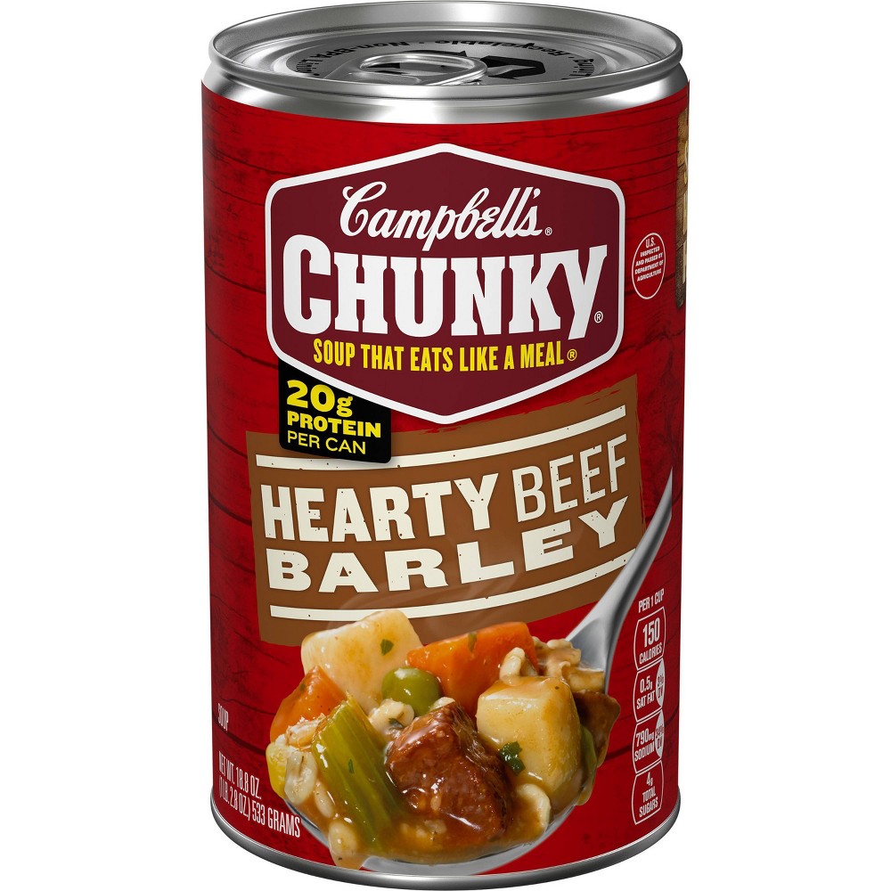 ( BBY:DEC/20/2025)(pack of 12 count )Campbell's Chunky Hearty Beef Barley Soup - 18.8oz