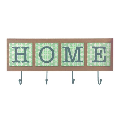 Transpac Wood 17.76 in. Spring Mod Pattern Hook Wall Decor