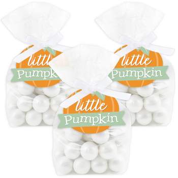 Big Dot of Happiness Little Pumpkin - Fall Birthday Party or Baby Shower Clear Goodie Favor Bags - Treat Bags With Tags - Set of 12