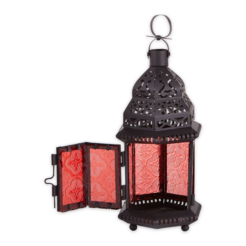 Iron/Glass Moroccan Style Outdoor Lantern - Zingz & Thingz, 3 of 6