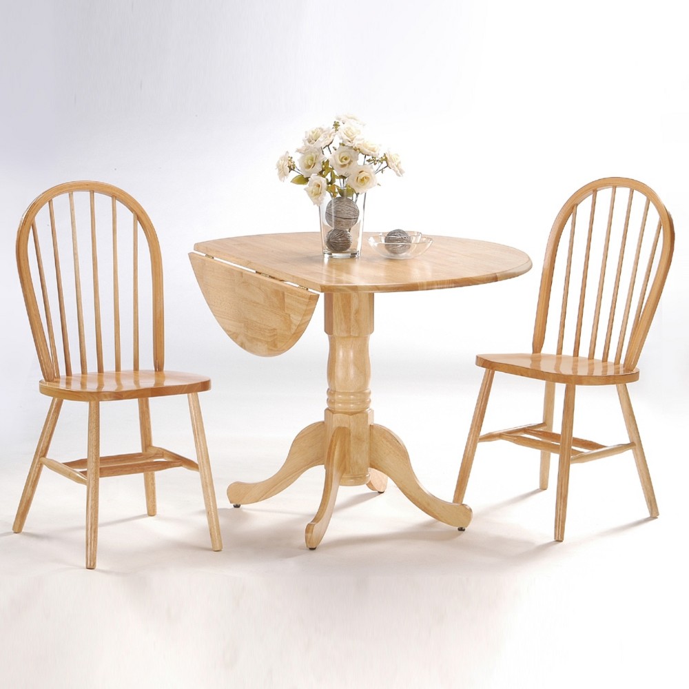 Photos - Dining Table 42" Dual Table with 2 Windsor Chairs Dining Sets Natural - International C