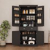 72in Tall Kitchen Pantry Cabinet, Farmhouse Large Cupboard Storage Cabinet with Adjustable Shelves 6 Door Racks for Living Dining Room Laundry - 2 of 4