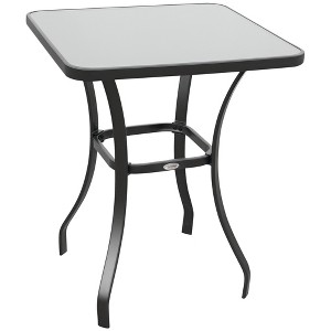 Outsunny 33" Square Bistro Table Garden Dining Table Outdoor Tempered Glass Table - 1 of 4