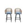 Outdoor Bar Stools Set Of 2,Upholstered Patio Bar Stools With Steel Frame,PE Rattan Woven Armrests Bar Stools For Backyard Garden-Coolbibila - 3 of 4