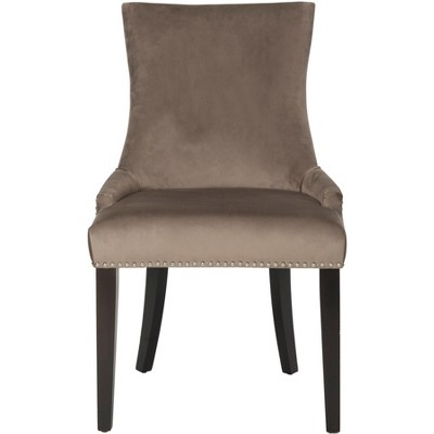 Transitional Gray Velvet Upholstered Side Chair with Birch Legs