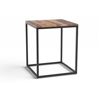 HomeRoots 24" Black And Brown Solid Wood And Iron Square End Table