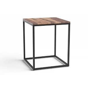 HomeRoots 24" Black And Brown Solid Wood And Iron Square End Table - 1 of 4