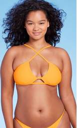 Women's Cut Out Cross Front Bralette Bikini Top - Wild Fable™ Orange