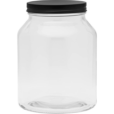 mDesign Medium Kitchen Glass Canister, Airtight Metal Lid - Clear/White