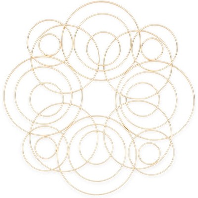 Bright Creations 24 Pack Metal Rings for Arts and Crafts, Macrame, and Dream Catchers (6 Sizes, Gold)