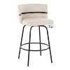 LumiSource Set of 2 Cinch-Claire Counter Height Barstools Black/Cream: Upholstered Swivel Seats, Metal Frame - 2 of 4