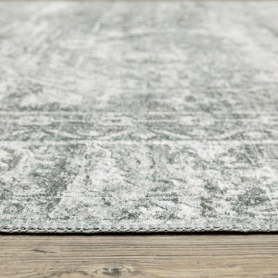 Gray and Ivory Synthetic Flat Woven Rectangular Area Rug 5' x 7'