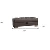 HomeRoots 52" Brown Faux Leather Tufted Storage Ottoman - 3 of 4