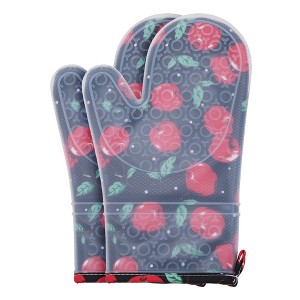 REGALWOVEN Set of 2 floral style with gripping of heat resistant waterproof easy to clean for kitchen baking and cooking Oven Mitts - 1 of 4